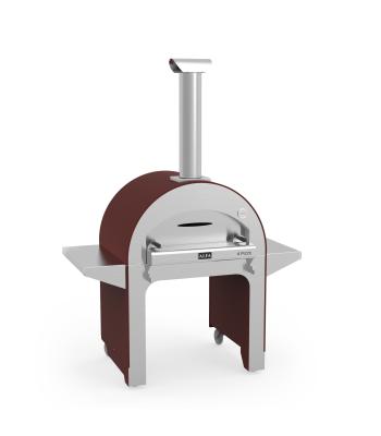 Alfa 4 pizze houtoven rood met onderstel