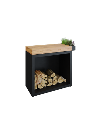 OFYR Butcher block storage 90 black teak wood